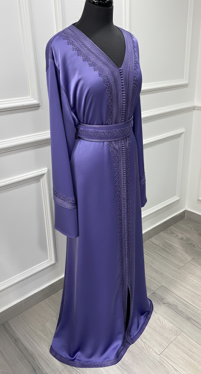 Caftan violet + ceinture – pièce unique