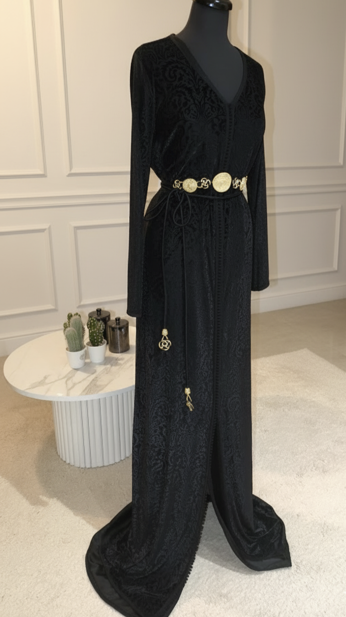 Caftan 2 pièces noir – pièce unique