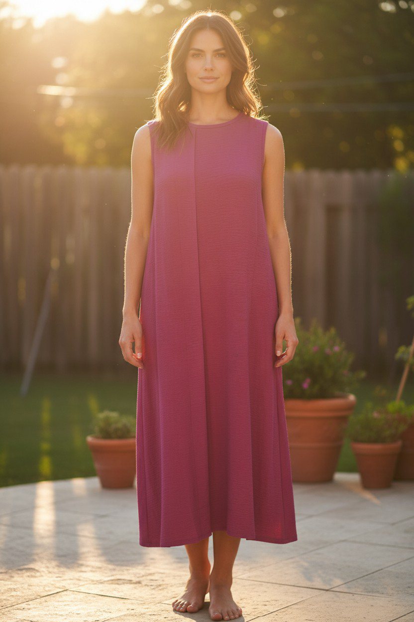 Robe cerise longue sans manches
