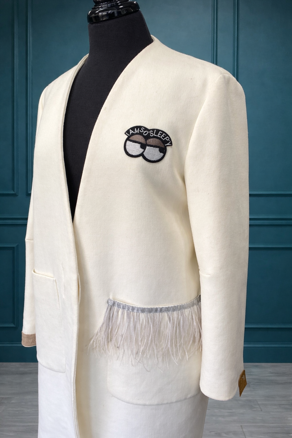 Veste blanche 3/4 "I am so sleepy"