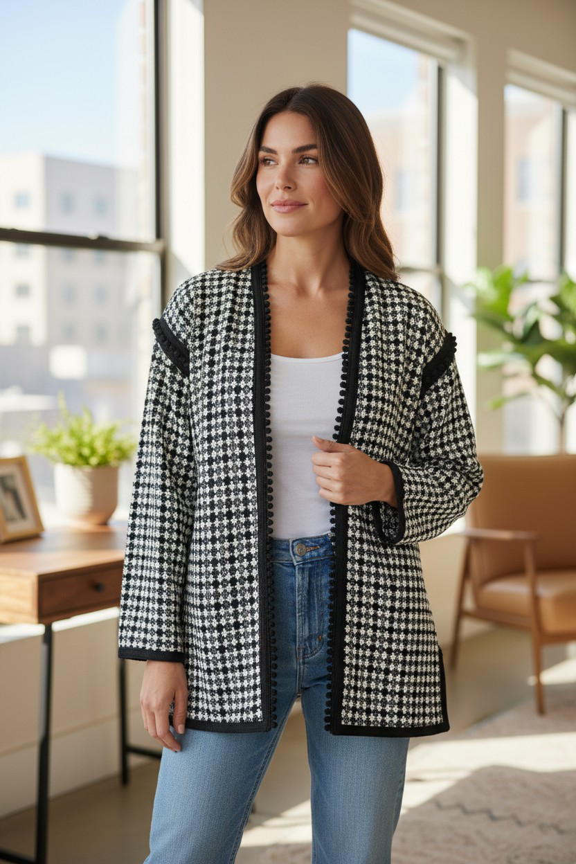 Veste en noir et blanc courte – 39ad noirs