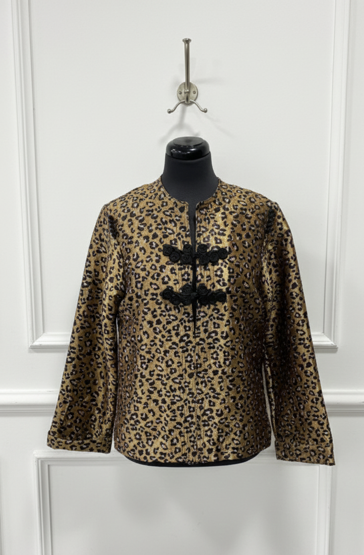 Veste léopard à manches longues – fermeture noire