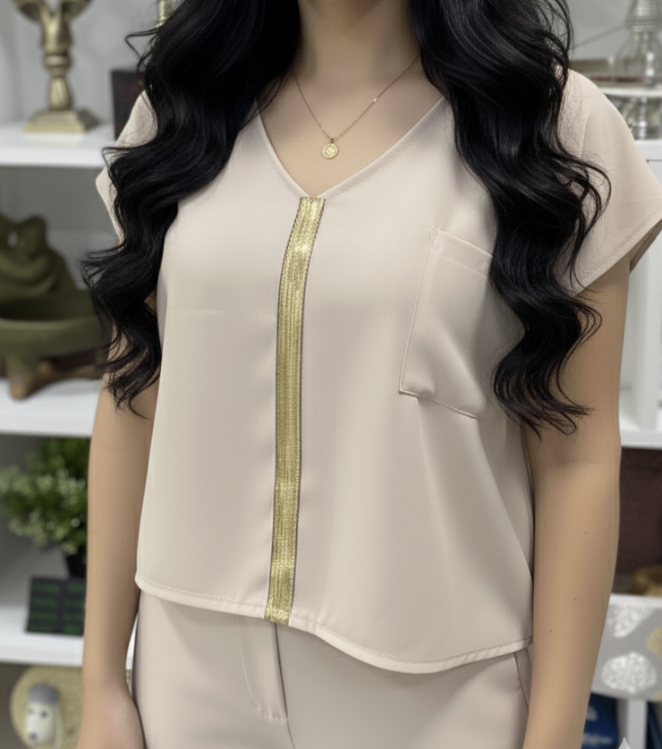 Haut nude demi manches – bande en bronze