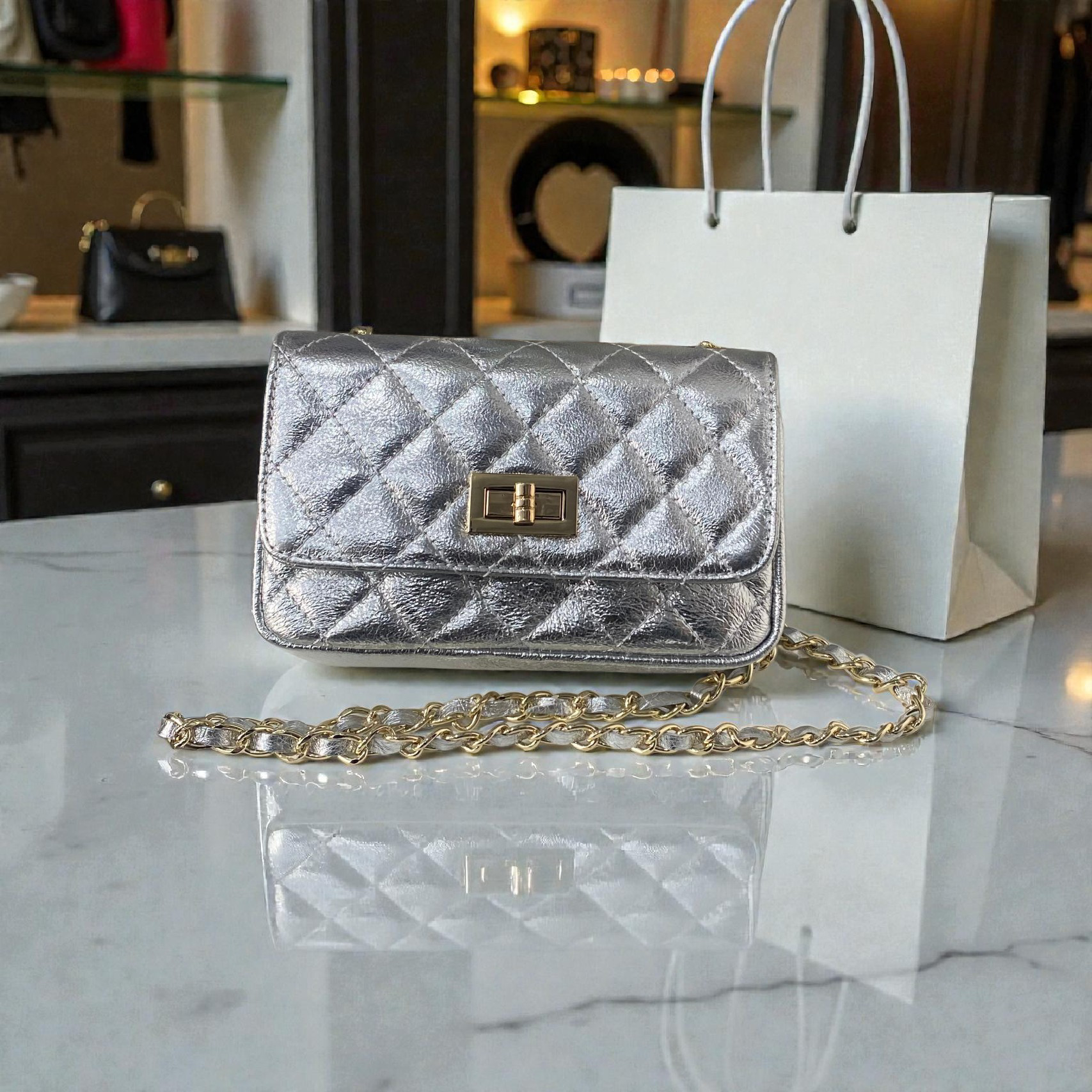 Sac en cuir Silver – 20x13 cm