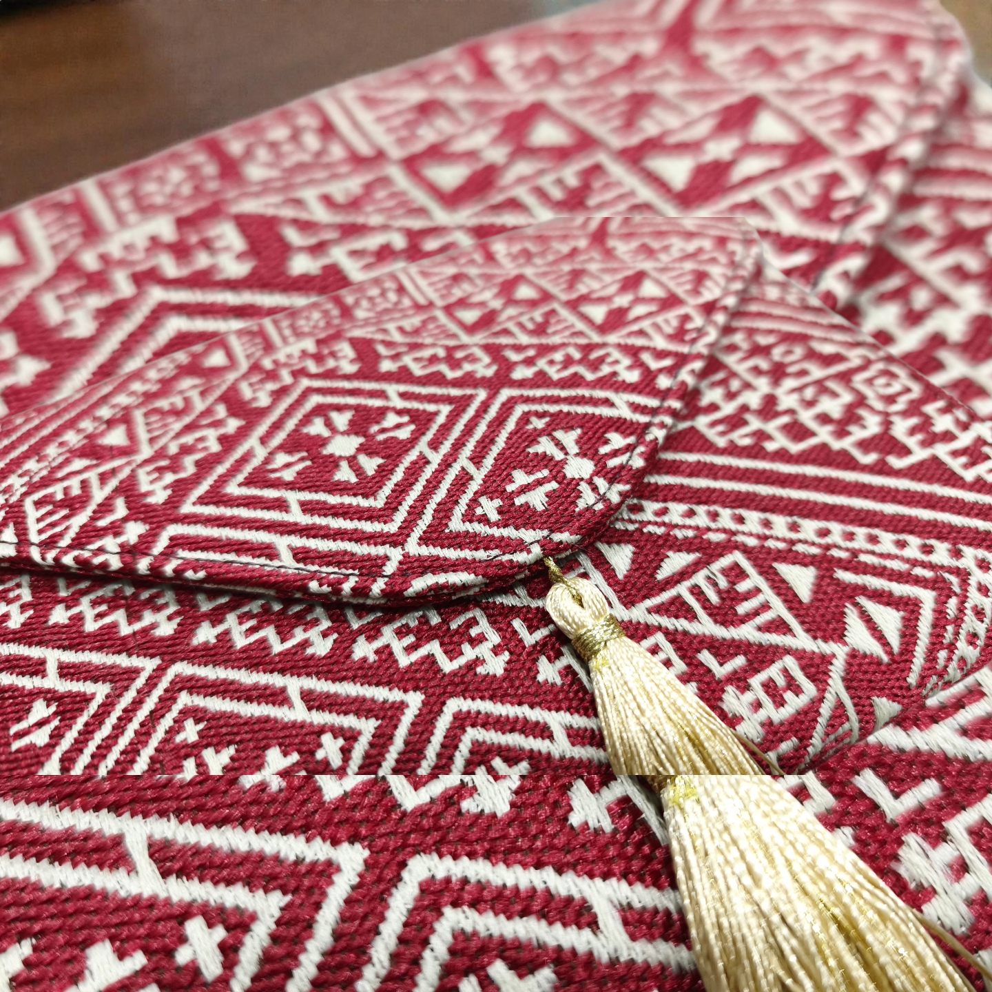 Trousse Beldi à motifs/Choucha bordeaux – 20x16 cm