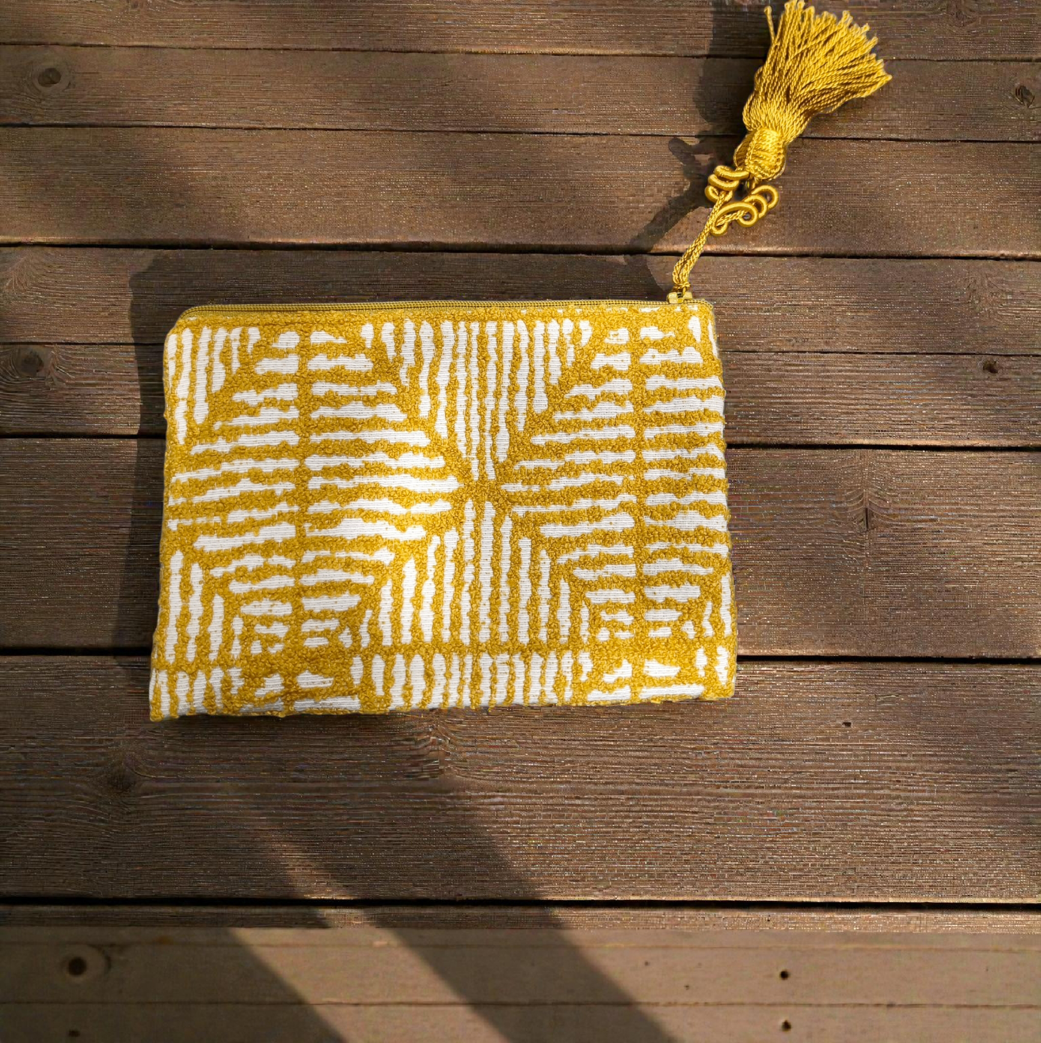 Trousse Choucha blanc cassé/jaune – 19x14 cm