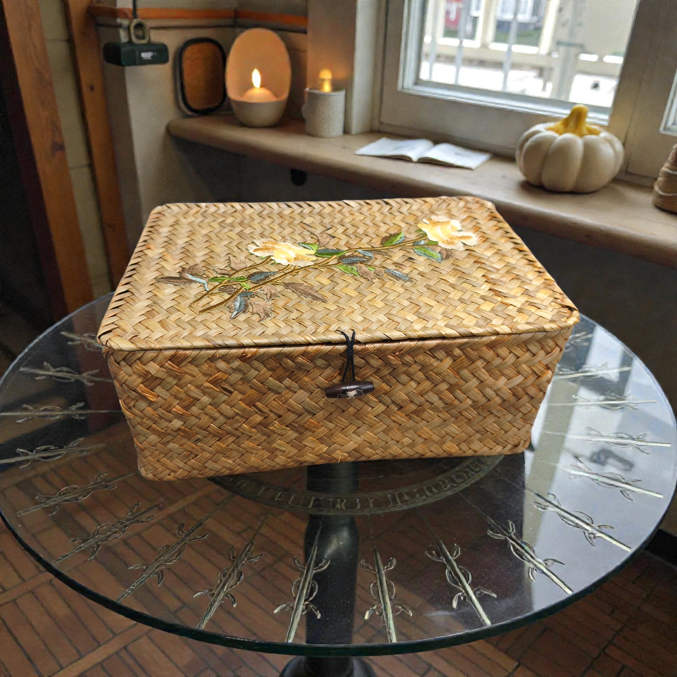Coffret Fleur de Rotin – 29x19x11 cm