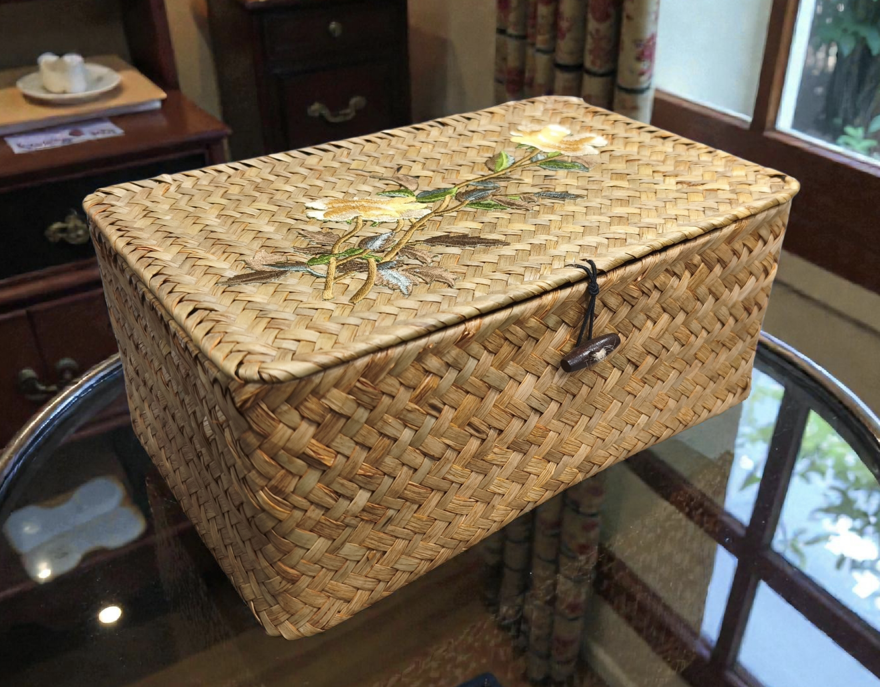 Coffret Fleur de Rotin – 29x19x11 cm