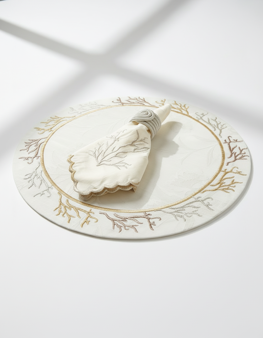 Sets de table rond brodés - Collection Yasmina