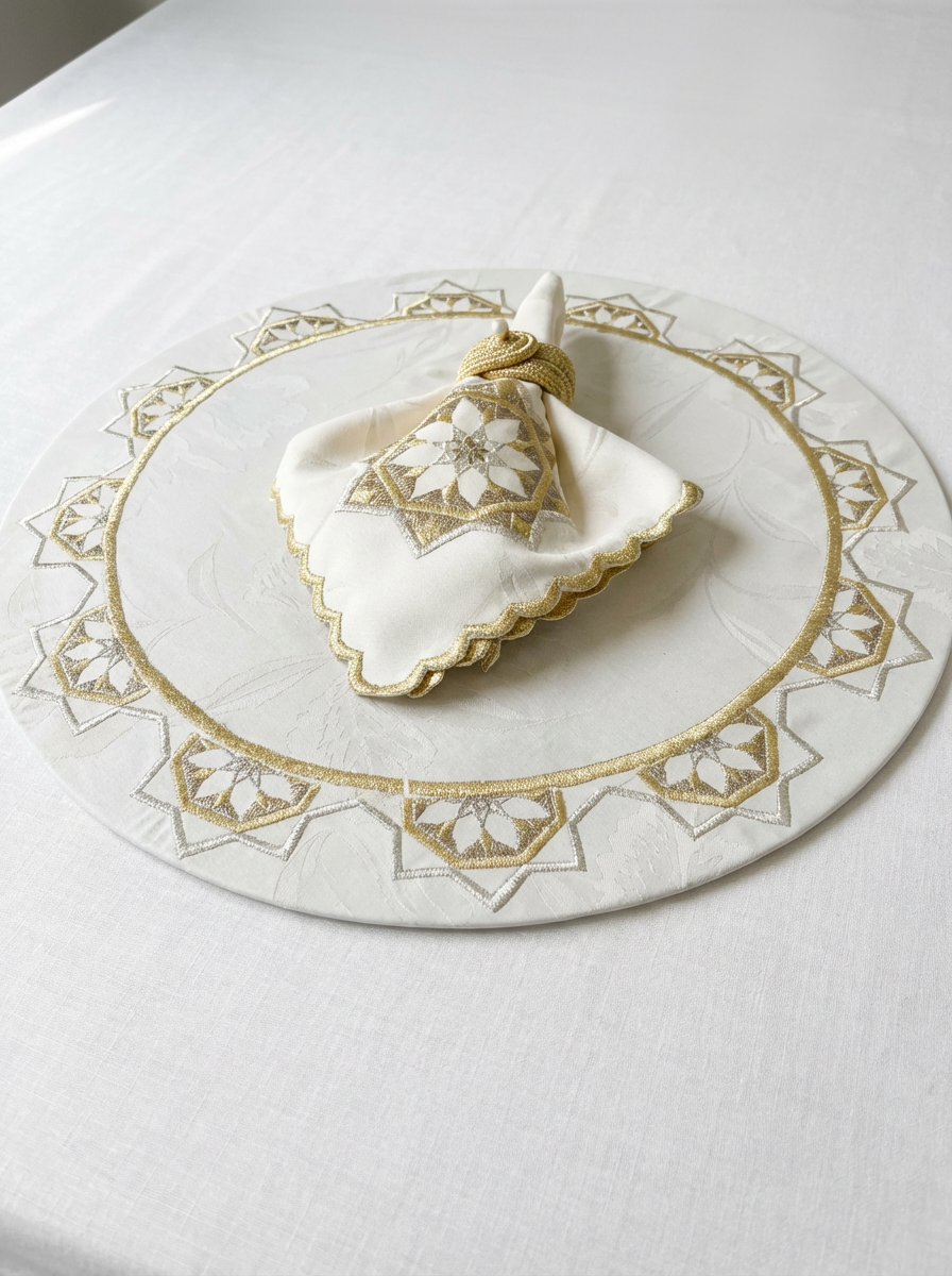 Sets de table rond brodés - Collection Zellija