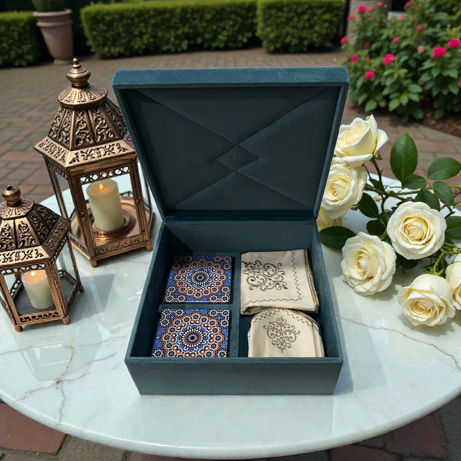 Coffret Maroc Héritage Zellige Bleu — 25×25×11 cm