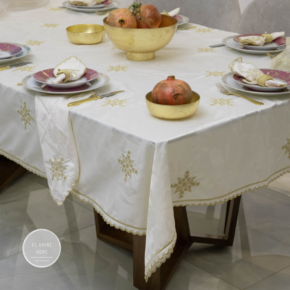 Nappe brodée rectangulaire - Collection Ghourza Snow