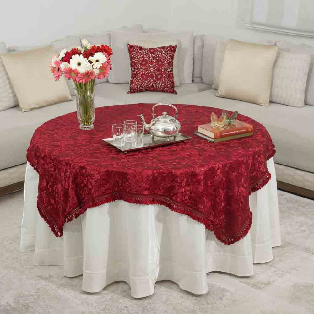 Nappe brodée à la main - Fleuries avec takrir