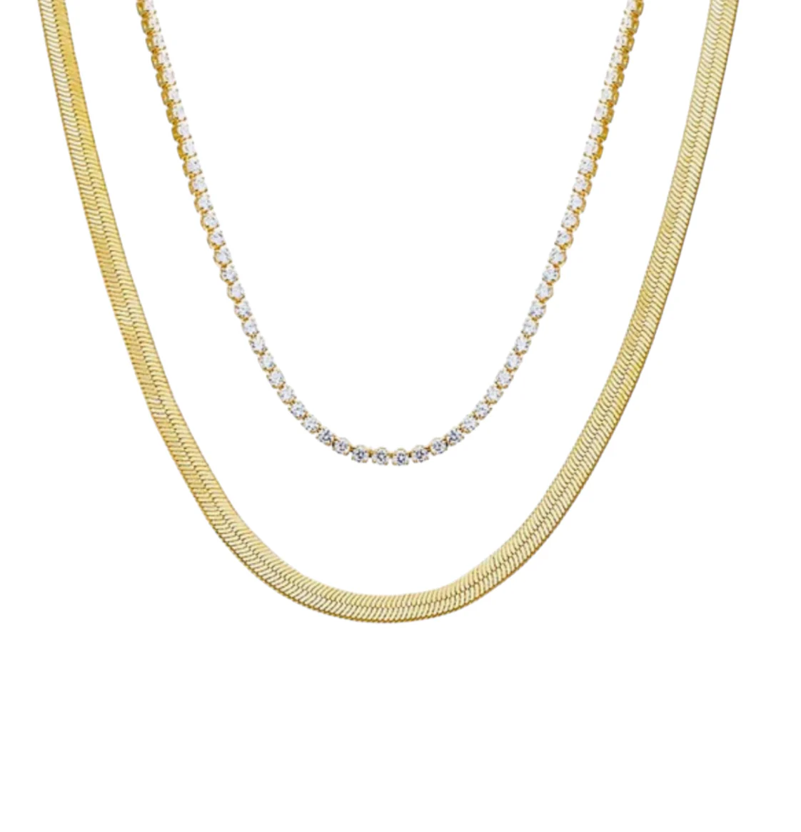 2 in 1 Tennis X Gold chain