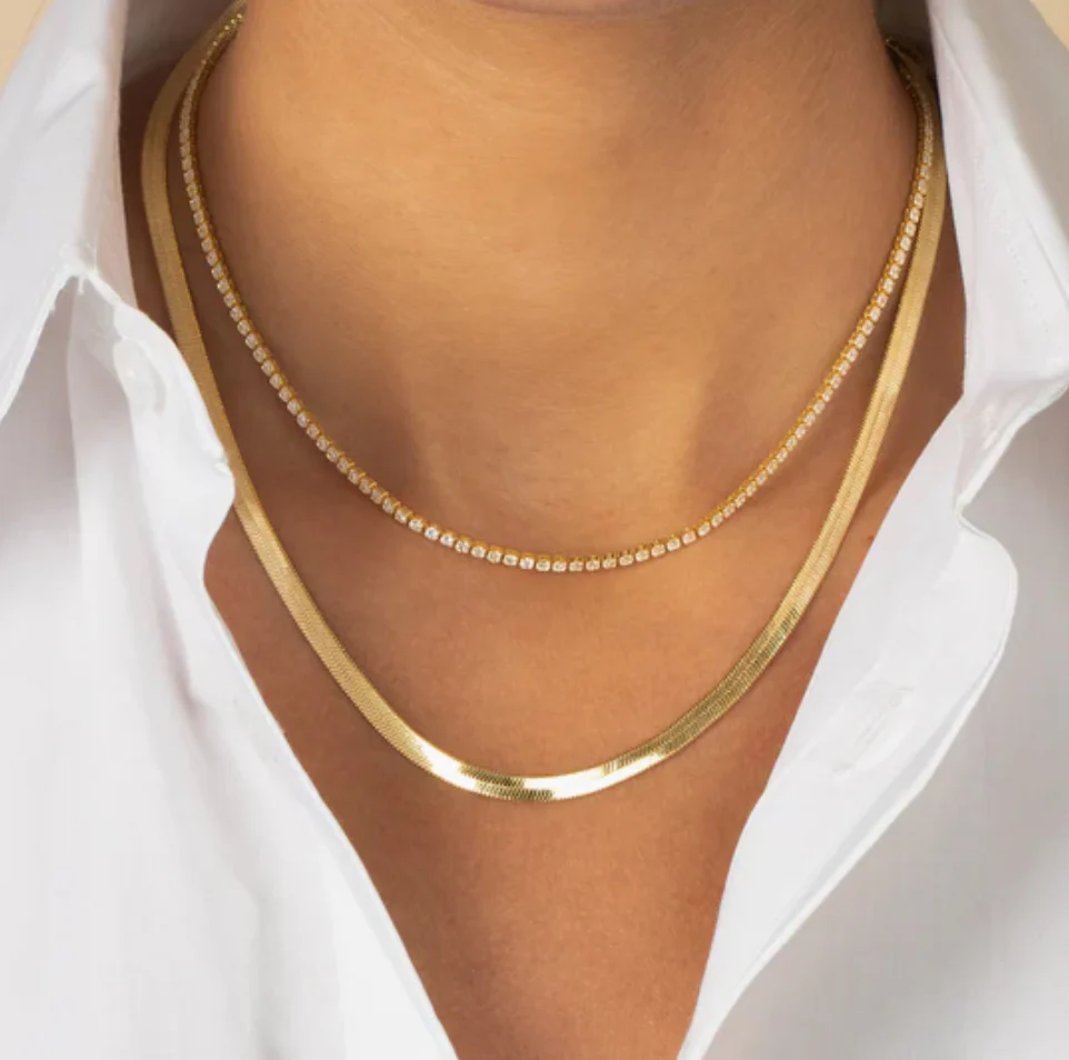 2 in 1 Tennis X Gold chain