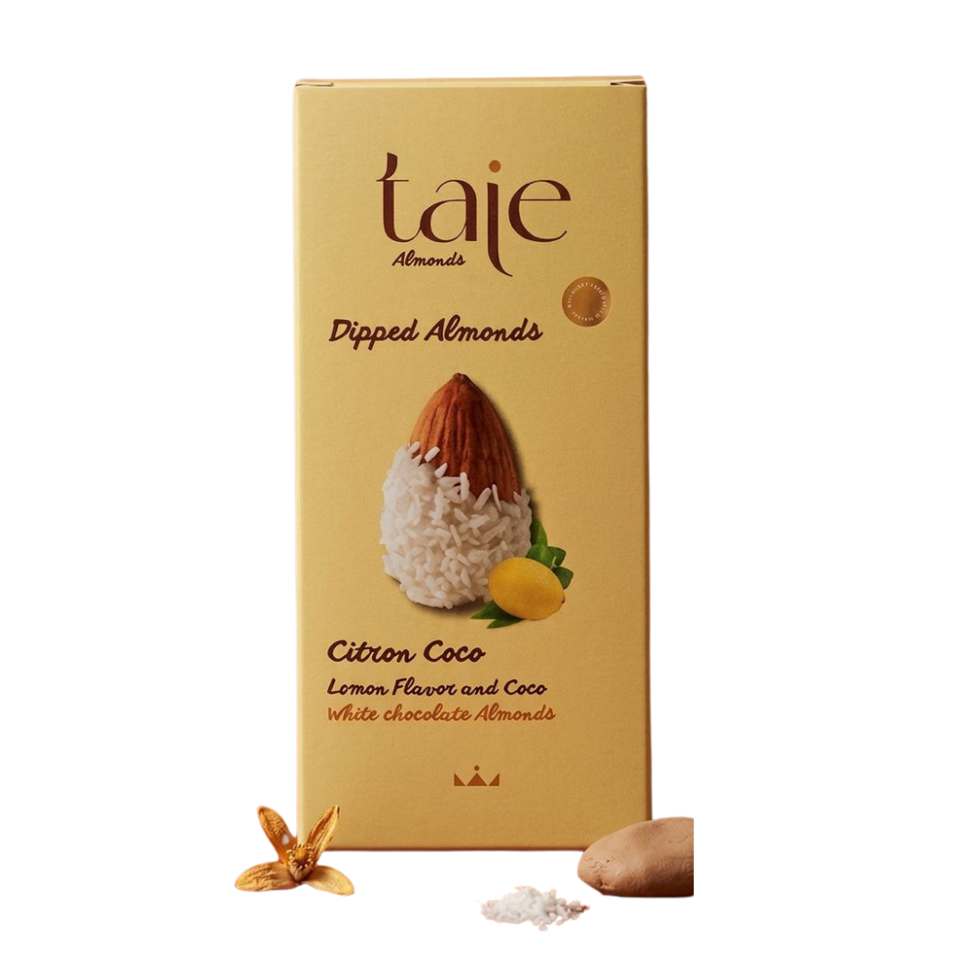 Dipped Almonds – White Chocolate Coconut Lemon