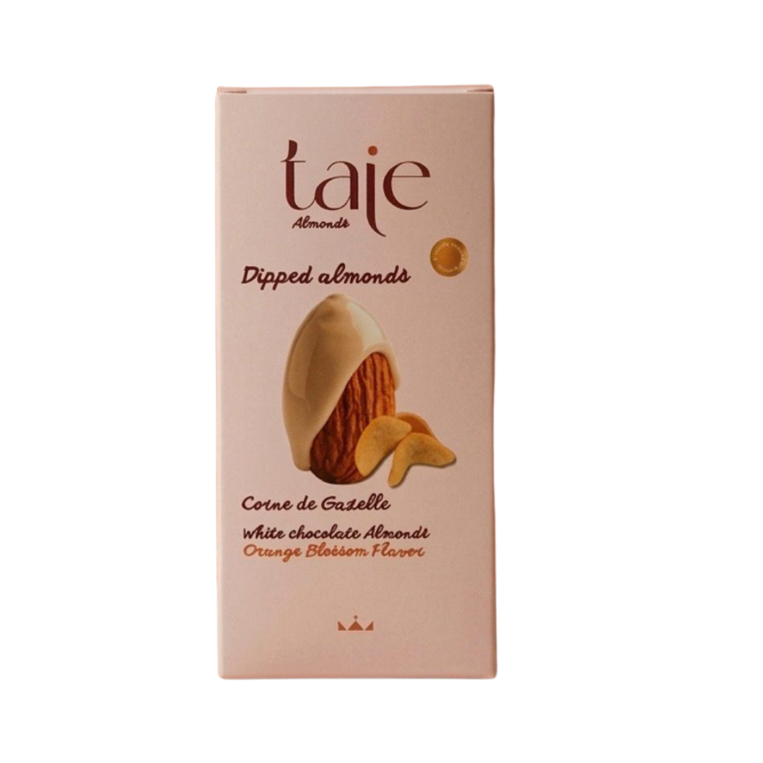 Dipped Almonds – White Chocolate Corne de Gazelle