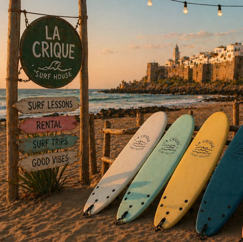 Location de planche de surf à la Crique Surf House de Bouznika