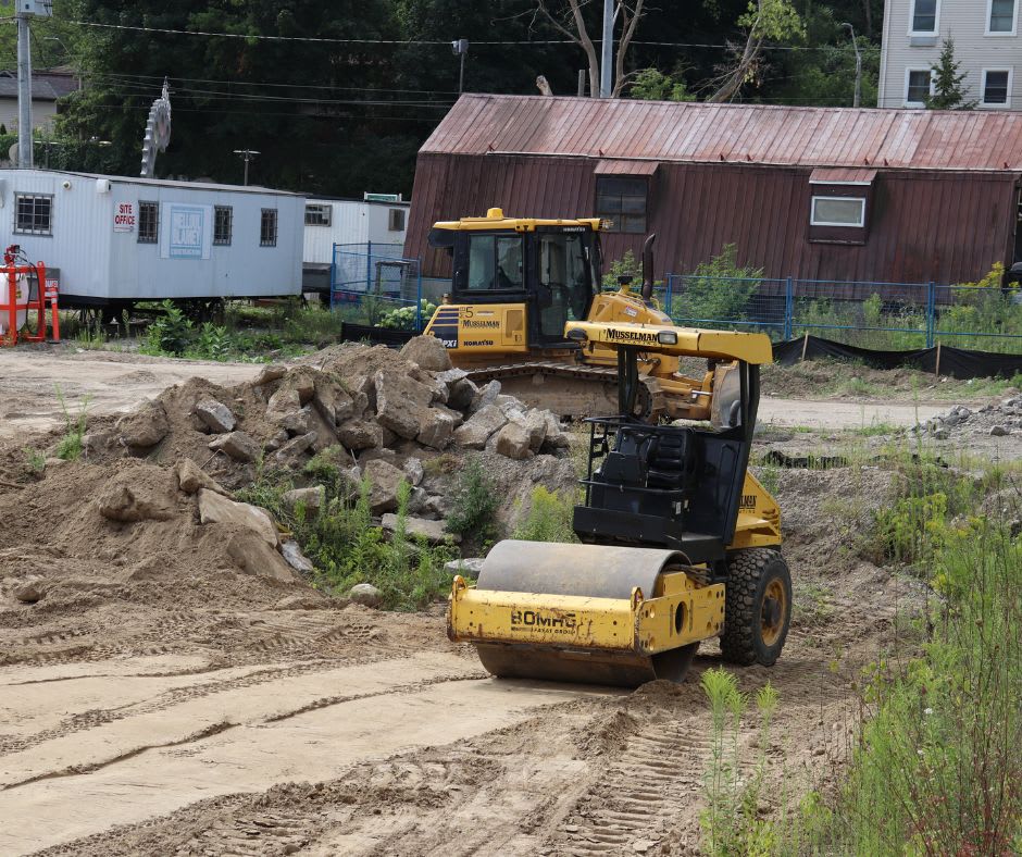 BOMAG soil compactor on a construction site
