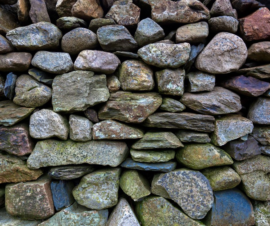 Colorful dry stack wall