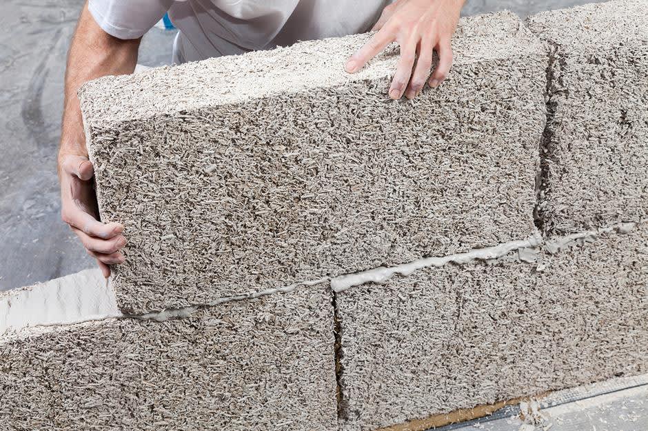 concrete bricks being merged