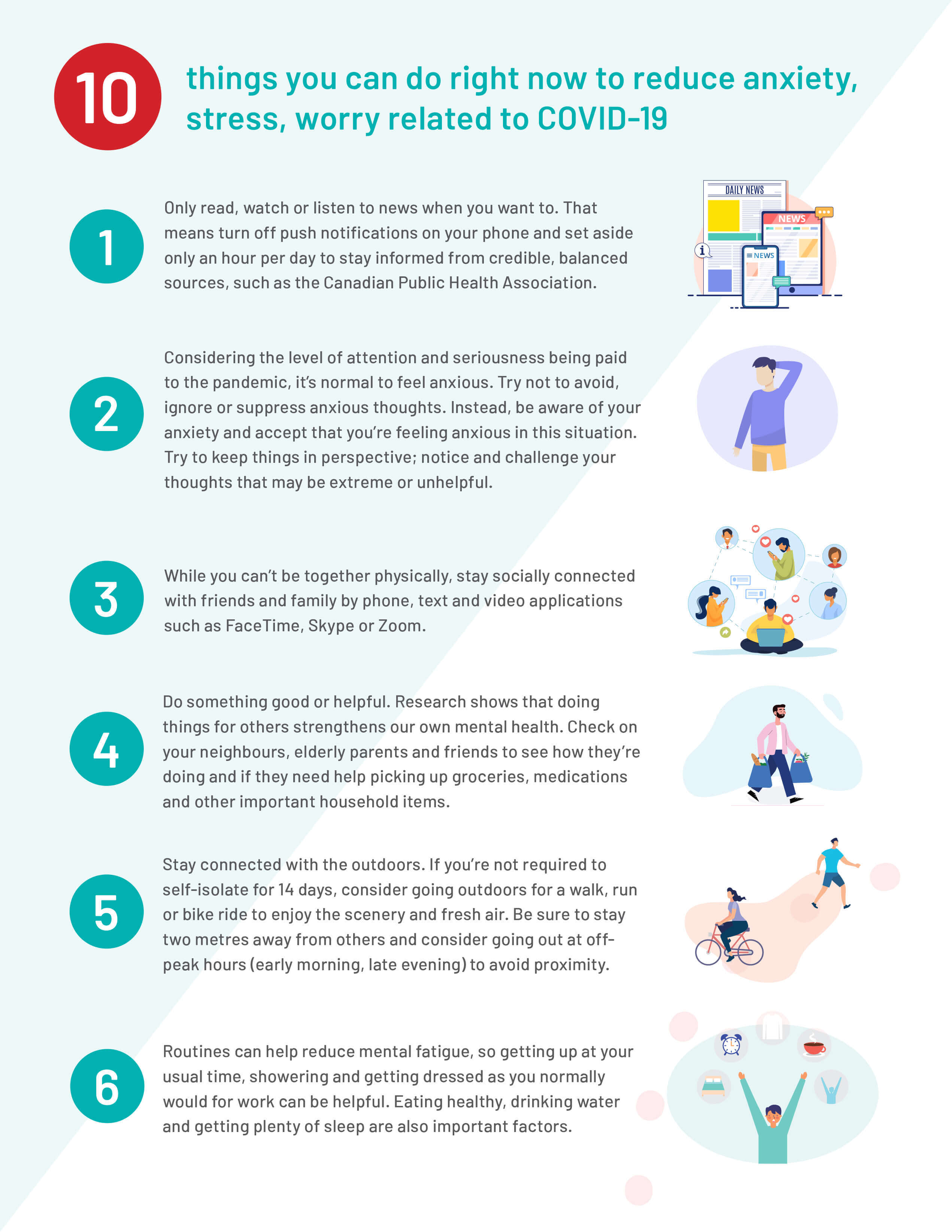 Image with several tips for mental health