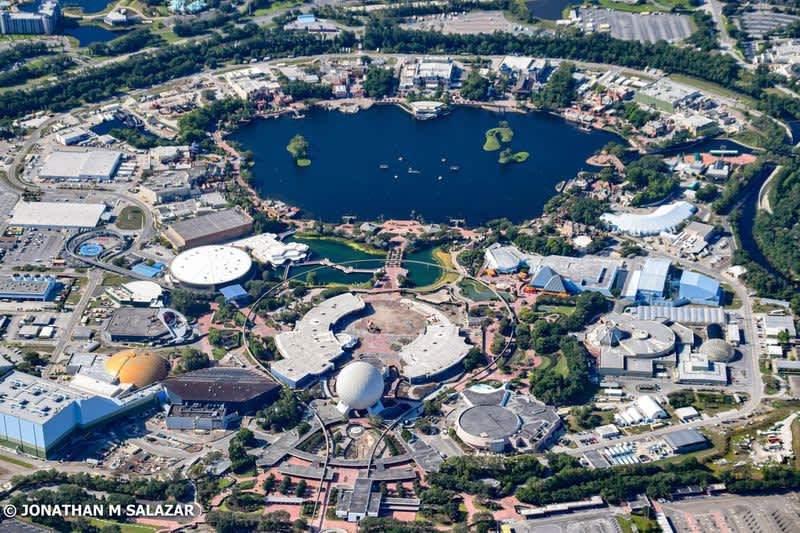 aerial photo of Epcot in Disney