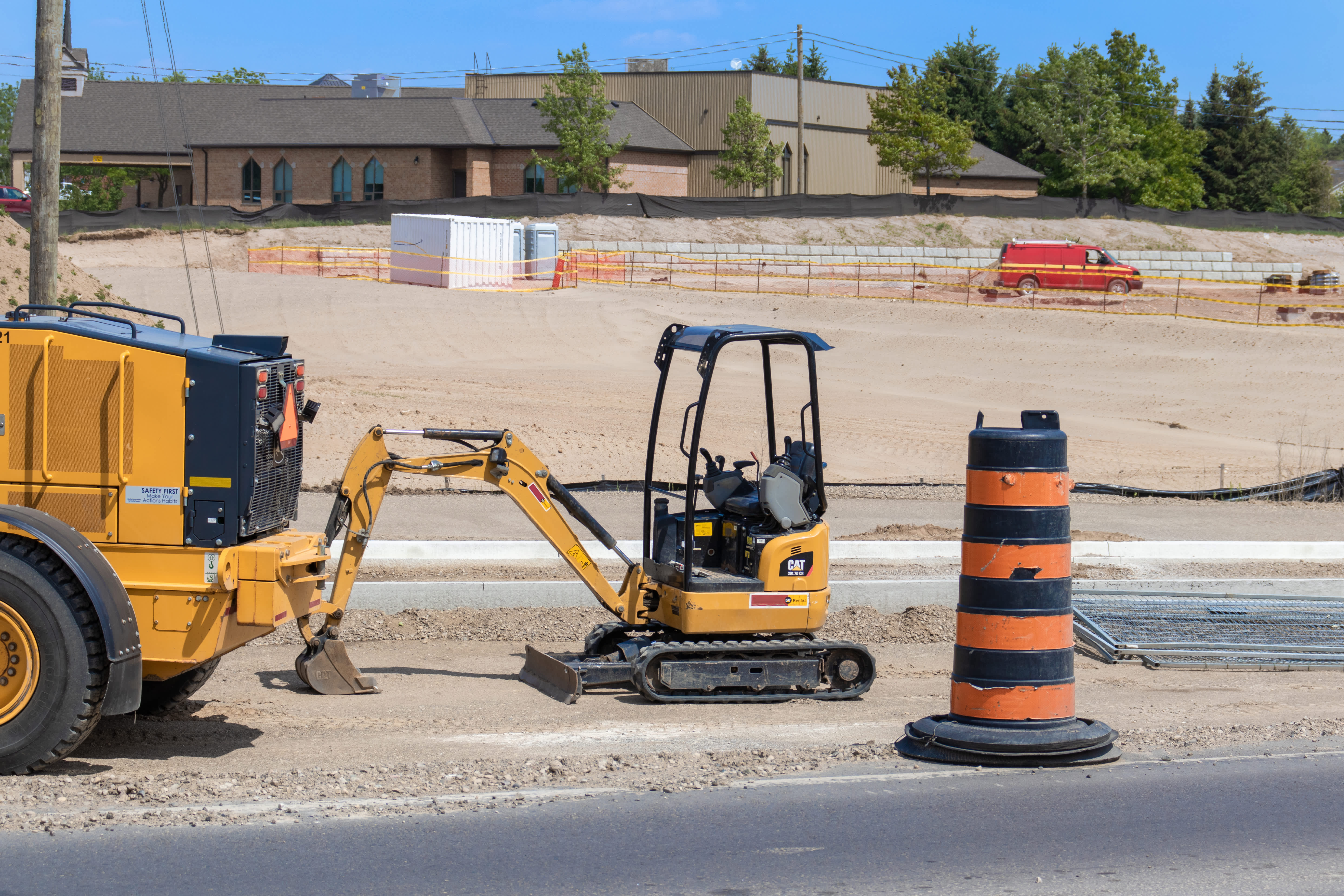 mini excavator on construction site