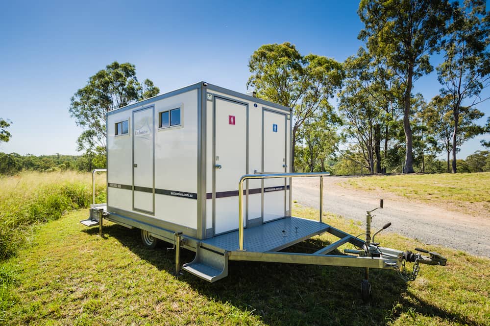 rented portable washroom trailer