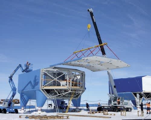 Pieces of the Halley VI station being put together and constructed in Antarctica