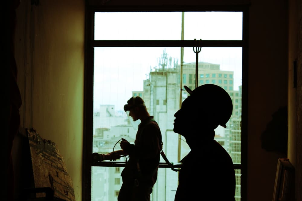 Construction worker near equipment.