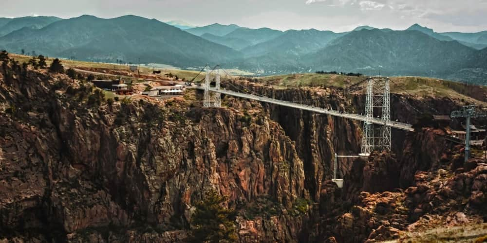 Ariel view of the Royal Gorge Bridge in Colorado