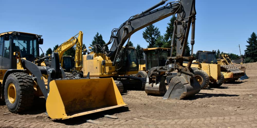 wheel loader, excavator and other equipment on site