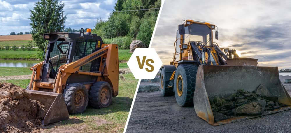 Skid steer on patch of gravel