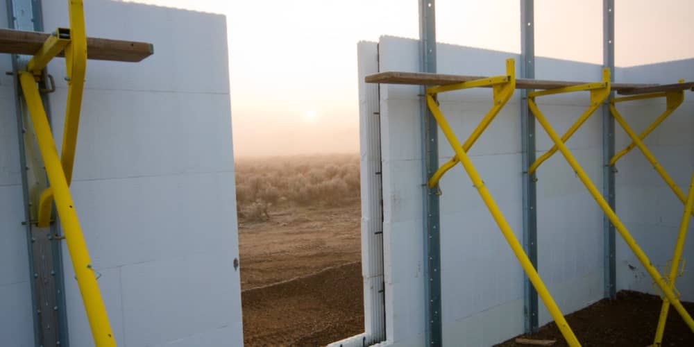 An ICF building foundation being built