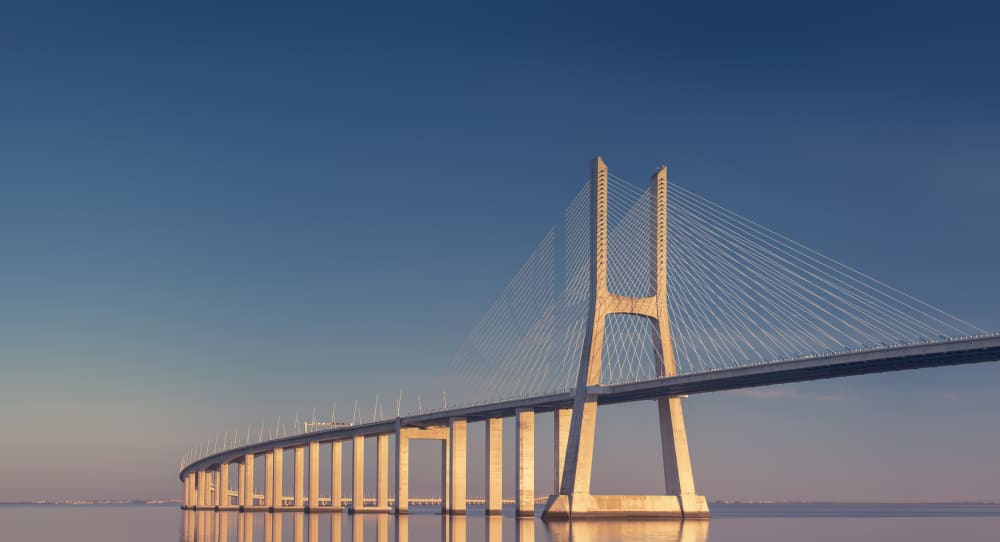 Bridge spanning water