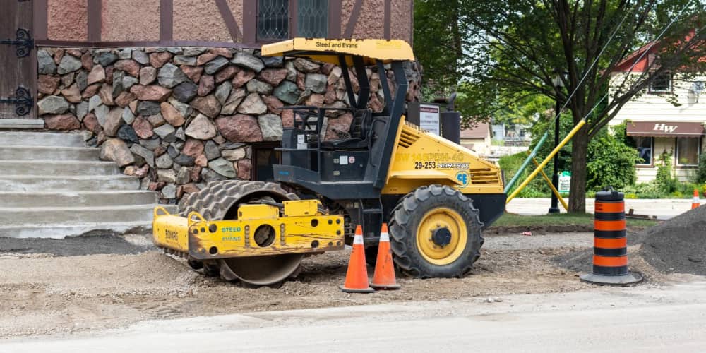 BOMAG padfoot roller being used on a construction project