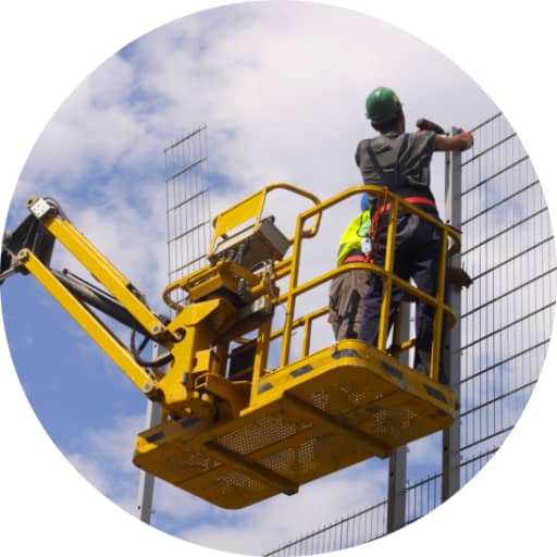 man working on aerial lift rental in Quebec