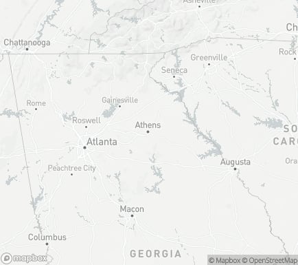 Athens, GA, USA and nearby cities map