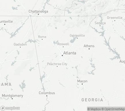 Atlanta, GA, USA and nearby cities map