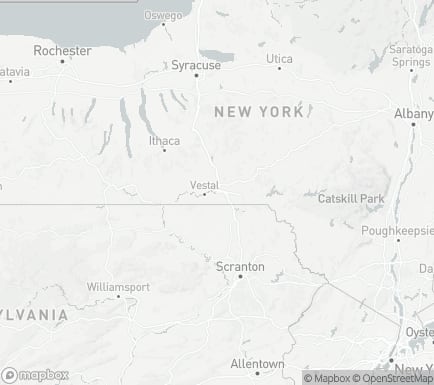 Binghamton, NY, USA and nearby cities map