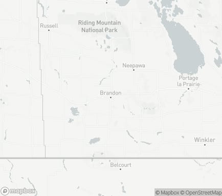 Brandon, MB, Canada and nearby cities map