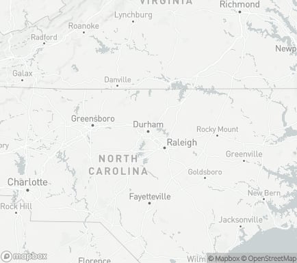 Durham, NC, USA and nearby cities map