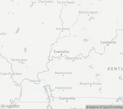 Evansville, IN, USA and nearby cities map