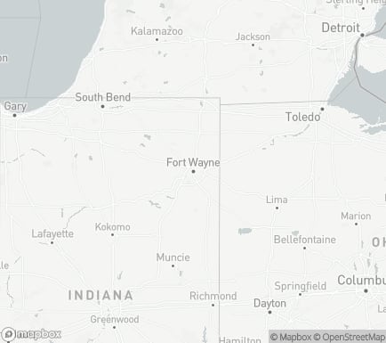 Fort Wayne, IN, USA and nearby cities map