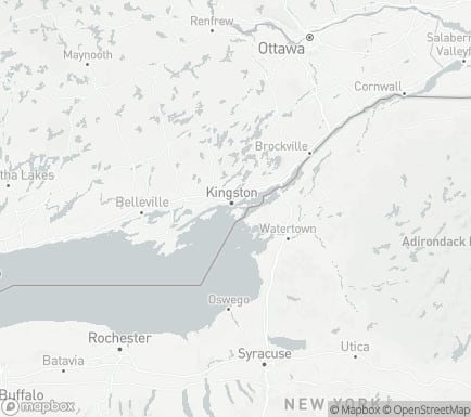 Frontenac Islands, ON, Canada and nearby cities map