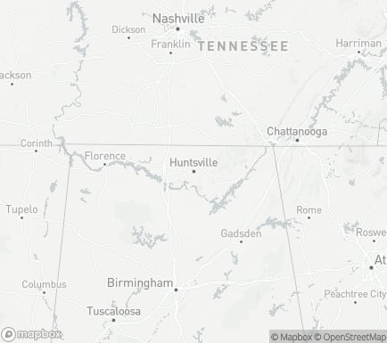 Huntsville, AL, USA and nearby cities map