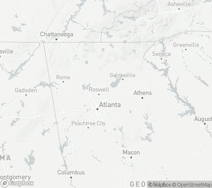 Johns Creek, GA, USA and nearby cities map