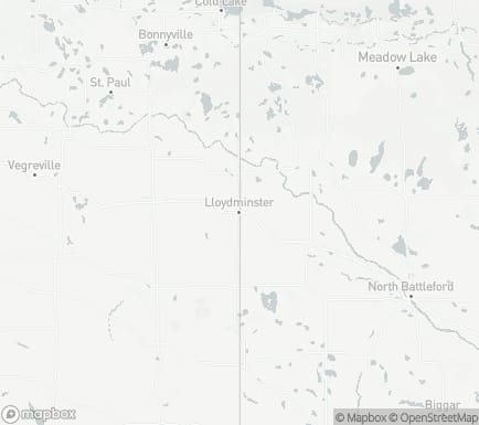 Lloydminster, AB, Canada and nearby cities map