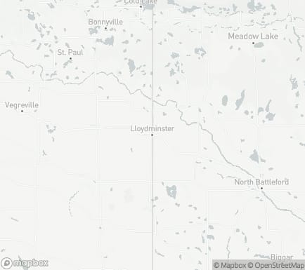 Lloydminster, AB, Canada and nearby cities map